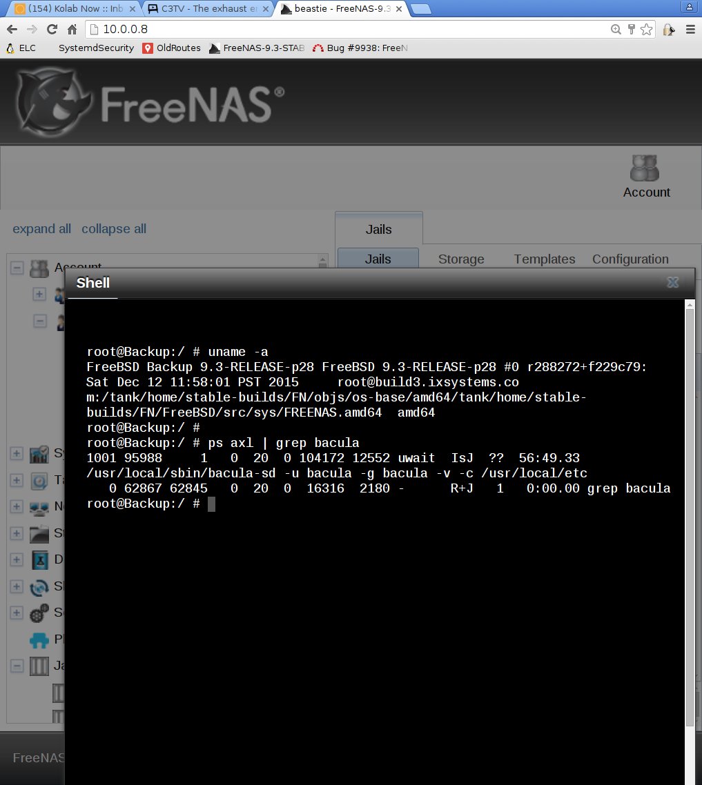 Above, a screenshot of FreeBSD jail console
embedded in FreeNAS web dashboard
